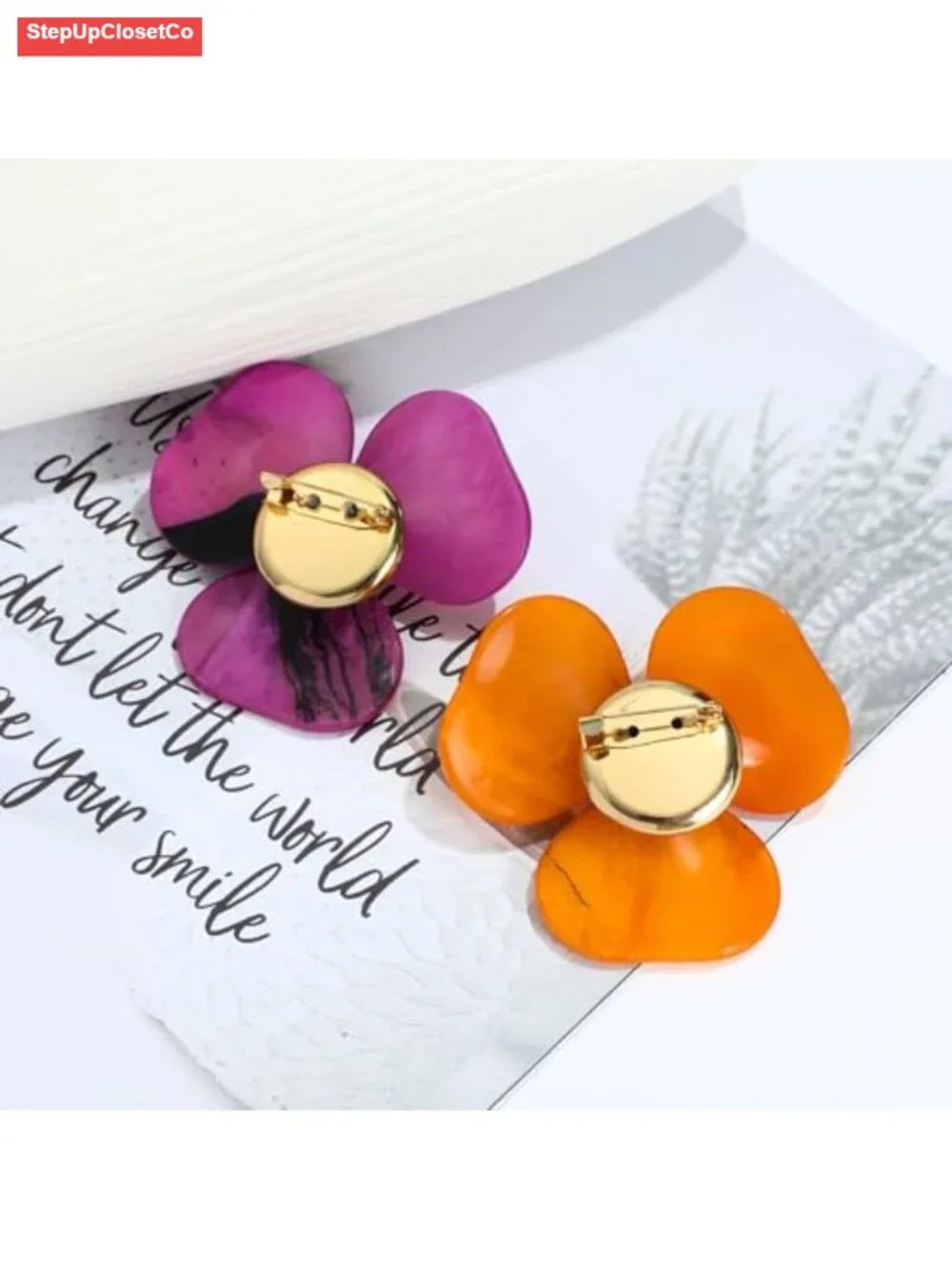 Large Flower Brooch Acrylic Acetate Statement Pin for Blazer Dress Scarf
